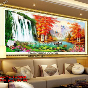 Tranh thêu chữ thập Sơn Thủy Hữu Tình FJ0549 Kích thước 196cm x 103cm