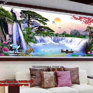 Tranh thêu chữ thập Sơn Thủy Hữu Tình FJ0653-9CT Kích thước 230cm x 101cm