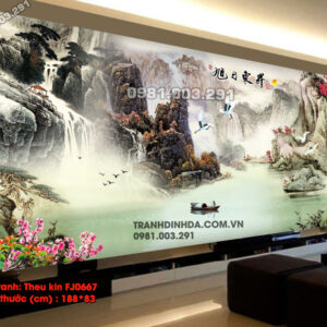 Tranh thêu chữ thập Lưu Thủy Sinh Tài FJ0667 Kích thước 188x83cm