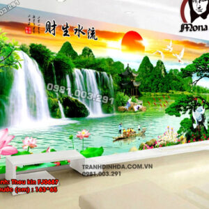 Tranh thêu chữ thập Sơn Thủy Hữu Tình FJ0687 Kích thước 163cm x 65cm