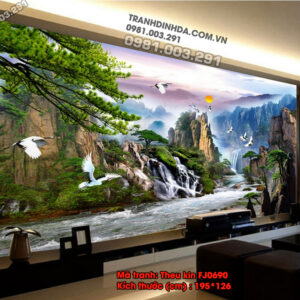Tranh thêu chữ thập Sơn Thủy Hữu Tình FJ0690 Kích thước 195cm x 126cm