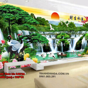 Tranh thêu chữ thập Tùng Hạc Diên Niên FJ0724 Kích thước 195cm x 81cm