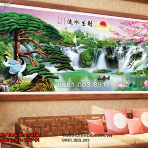 Tranh thêu chữ thập Tùng Hạc Diên Niên FJ0746 Kích thước 195cm x 91cm