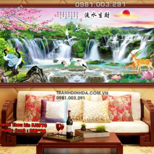 Tranh thêu chữ thập Sơn Thủy Hữu Tình FJ0773 Kích thước 200cm x 94cm
