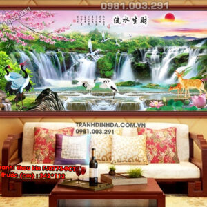 Tranh thêu chữ thập Sơn Thủy Hữu Tình FJ0773-9CT Kích thước 242cm x 112cm