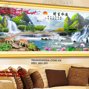 Tranh thêu chữ thập Sơn Thủy Hữu Tình FJ0776 Kích thước 149cm x 46cm