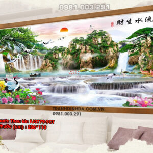 Tranh thêu chữ thập Sơn Thủy Hữu Tình FJ0779-9CT Kích thước 236cm x 110cm