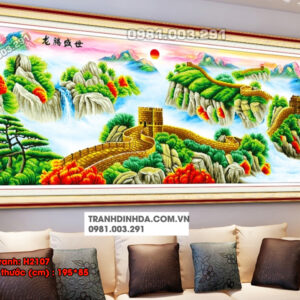 Tranh thêu chữ thập Vạn Lý Trường Thành H2107 Kích thước 195cm x 85cm