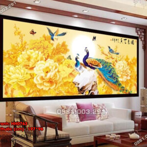 Tranh thêu chữ thập Phú Quý Bình An thêu kín HH0763 kích thước 197cm x 96cm