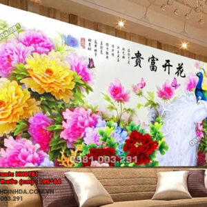 Tranh thêu chữ thập Phú Quý Mãn Đường thêu kín HH0781 kích thước 195cm x 84cm