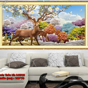 Tranh thêu chữ thập Hưu Tài Lộc FJ065 kích thước 100cm x 70cm