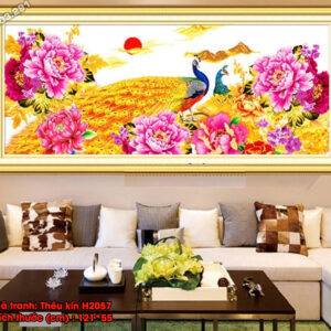 Tranh thêu chữ thập Phú Quý Bình An H2057 kích thước 121cm x 55cm