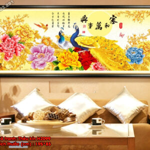 Tranh thêu chữ thập Phú Quý Bình An H2099 kích thước 195cm x 85cm
