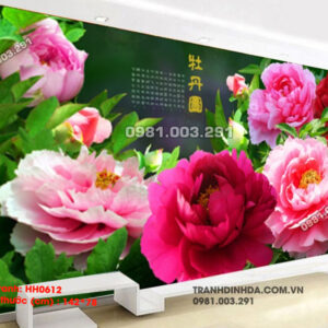 Tranh thêu chữ thập Hoa Mẫu Đơn HH0612 Kích thước 142cm x 78cm