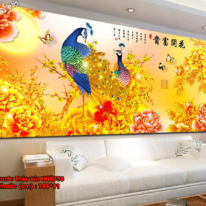 Tranh thêu chữ thập Phú Quý Bình An HH0758 kích thước 195cm x 91cm