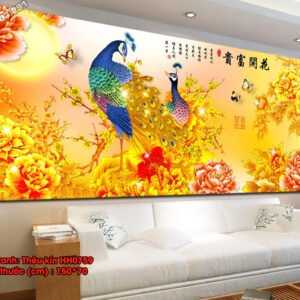 Tranh thêu chữ thập Phú Quý Bình An HH0759 kích thước 150cm x 70cm