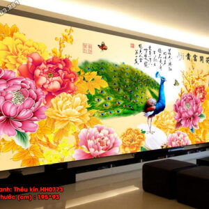 Tranh thêu chữ thập Phú Quý Bình An HH0773 kích thước 195cm x 93cm
