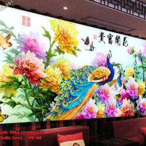 Tranh thêu chữ thập Phú Quý Bình An HH0776 kích thước 149cm x 64cm