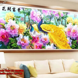 Tranh thêu chữ thập Phú Quý Bình An HH0785 kích thước 195cm x 80cm