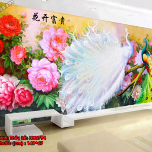 Tranh thêu chữ thập Phú Quý Bình An HH0794 kích thước 149cm x 67cm