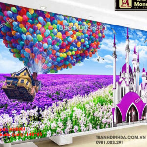 Tranh thêu chữ thập Phong Cảnh Cánh Đồng Hoa HH0801 Kích thước 148cm x 65cm