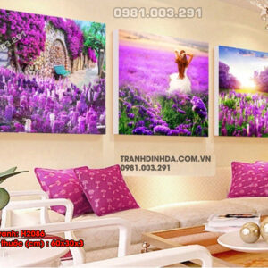 Tranh thêu chữ thập Phong Cảnh Cánh Đồng Hoa H2086 Kích thước 60cm x 30x3cm