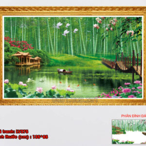 Tranh đính đá Trúc Báo Bình An LV375 kích thước 135cm x 85cm