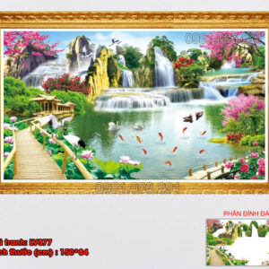 Tranh đính đá Sơn Thủy Hữu Tình LV377 kích thước 150cm x 84cm