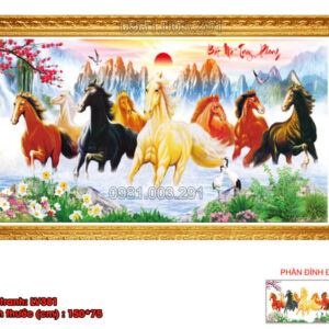 Tranh đính đá Bát Mã Truy Phong LV381 kích thước 150cm x 75cm