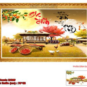 Tranh đính đá Chữ Gia Đình LV389 kích thước 75cm x 55cm