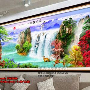 Tranh thêu chữ thập Sơn Thủy Hữu Tình XW2406 Kích thước 1.48cm x 0.58cm