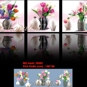Tranh đính đá Bình Hoa Nghệ Thuật bộ 3 bức Y8201 kích thước 150cm x 50cm