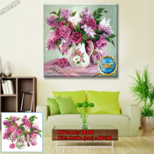 Tranh đính đá Bình Hoa Nghệ Thuật Y8203 kích thước 50cm x 50cm