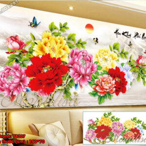 Tranh đính đá Hoa Mẫu Đơn Y8207 kích thước 150cm x 70cm