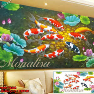 Tranh đính đá Cửu Ngư Quần Hội Y8208 kích thước 120cm x 60cm