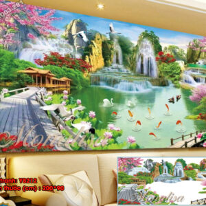 Tranh đính đá Sơn Thủy Hữu Tình Y8212 kích thước 200cm x 90cm