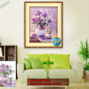 Tranh đính đá Bình Hoa Nghệ Thuật Y8217 kích thước 55cm x 70cm