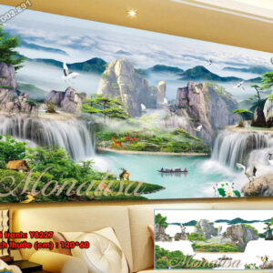 Tranh đính đá Sơn Thủy Hữu Tình Y8227 kích thước 120cm x 60cm