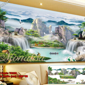 Tranh đính đá Sơn Thủy Hữu Tình Y8229 kích thước 200cm x 98cm