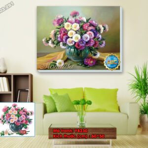 Tranh đính đá Bình Hoa Nghệ Thuật Y8230 kích thước 60cm x 50cm