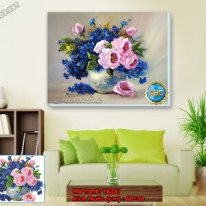 Tranh đính đá Bình Hoa Nghệ Thuật Y8231 kích thước 60cm x 50cm