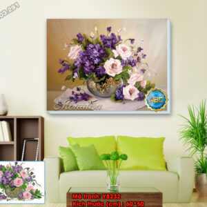 Tranh đính đá Bình Hoa Nghệ Thuật Y8232 kích thước 60cm x 50cm