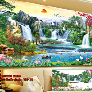 Tranh đính đá Sơn Thủy Hữu Tình Y8239 kích thước 150cm x 70cm