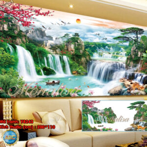 Tranh đính đá Sơn Thủy Hữu Tình Y8243 kích thước 200cm x 110cm