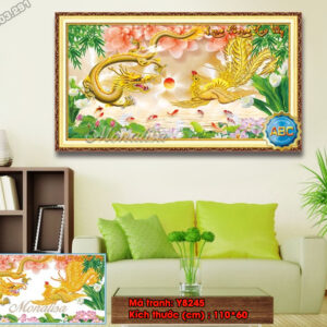 Tranh đính đá Long Phụng Sum Vầy Y8245 kích thước 110cm x 60cm