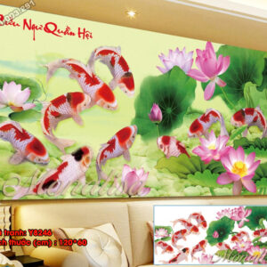 Tranh đính đá Cửu Ngư Quần Hội Y8246 kích thước 120cm x 60cm