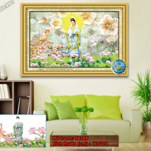 Tranh đính đá Phật Quan Âm Y8249 kích thước 110cm x 75cm