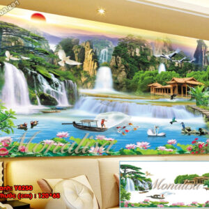 Tranh đính đá Sơn Thủy Hữu Tình Y8250 kích thước 120cm x 65cm