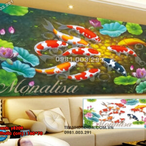 Tranh đính đá Cửu Ngư Quần Hội Y8209 kích thước 160cm x 70cm