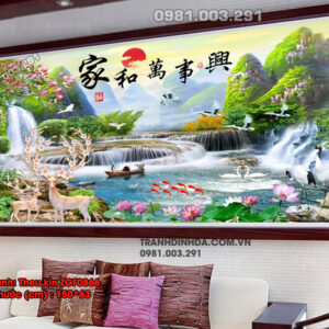 Tranh thêu chữ thập Sơn Thủy Hữu Tình ZFG0866 Kích thước 150cm x 63cm